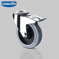 CASCOO Roulettes industrielles en nylon élastique de 5 pouces Roue de chariot à roulement à billes noire avec roulettes pivotantes pour conteneur d'expédition