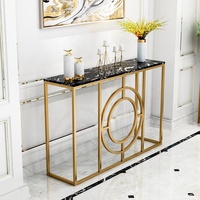SWT — cadre métallique de couloir haut de gamme doré, Table de Console avec dessus en marbre