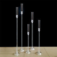 Porte-bougie en acrylique transparent, centre de table de mariage, porte-bougie à longue tige pour décoration de fête à domicile, banquet