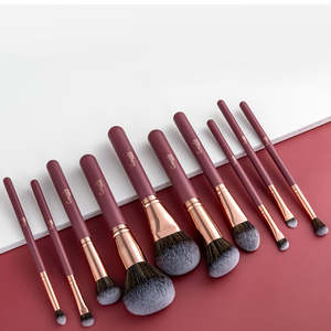 Ensemble de pinceaux de <span class=keywords><strong>maquillage</strong></span> pour le visage de qualité supérieure, 10 pièces, marque privée, manches en bois, poils synthétiques, correcteur, rasage - Product Image 2