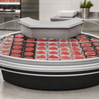 Vitrine Réfrigérée pour Viande Fraîche - Armoire d'Angle Intérieure/Extérieure, Réfrigérateur Commercial à Refroidissement par Air pour Supermarché