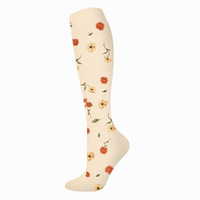 Nouvelles chaussettes de compression en nylon à imprimé végétal, absorbant la transpiration, pour la course, le yoga, la corde à sauter, les sports, chaussettes élastiques mi-mollet