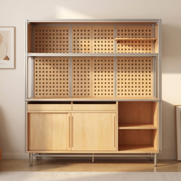Meuble de rangement en bois de bouleau de qualité marine, commode à tiroirs, unité d'étagères DIY, vitrine de café, multifonctionnel, décoratif, rétro