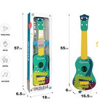 Hot Selling Kids Electronic Plastic Ukulele Guitar Cartoon Classical Pattern 4-String Musical Instrument Early Education Music