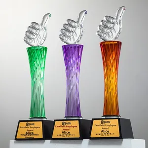Trophée en verre gravé <span class=keywords><strong>chic</strong></span> avec cristaux, récompense pour champion des ventes, réunion annuelle, employé exceptionnel - Product Image 6