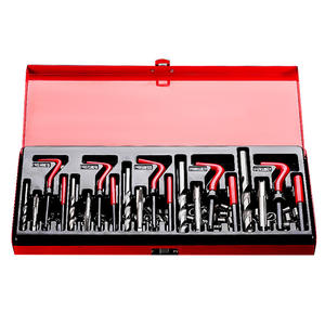 طقم أدوات إصلاح الخيوط الأحمر مكون من 131 قطعة مع تثبيت سريع عالي الدقة لإصلاح تلف خيوط السيارات، علبة من الفولاذ عالي السرعة - Product Image 1