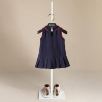 Robe de princesse d'été BEMIDJI en coton doux, style vintage, pour filles, unie, coupe trapèze, longueur genou, avec col fleuri à volants, pour enfants