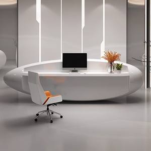 Banco di ricevimento circolare per parrucchiere dentale ufficio Hotel palestra scuola sala Bar in legno - Product Image 5