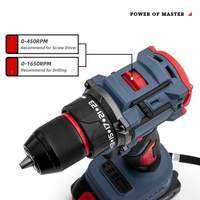 Perceuse électrique sans fil multifonctionnelle à vitesse variable, moteur sans balais, 24V, couple maximal de 30 Nm, mandrin 1/2, réversible, lithium noir