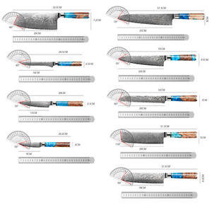 Nhà Máy Bán Buôn Hộ Gia Đình Apex Damascus Đầu Bếp Dao Nhựa + Gỗ Xử Lý Năm Mảnh Đặt Thẳng Cạnh Nhật Bản Phương Tây Dao - Product Image 4