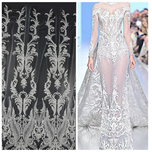 刺繍シルクメッシュ生地レース中国2024ウェディングドレス生地模様レース用イブニングドレス - Product Image 2