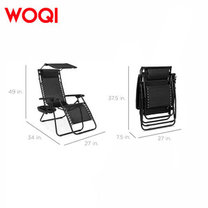 Tumbona plegable Woqi con toldo 49x34x27 en poliéster negro, diseño moderno para exteriores, piscina y jardín. - Product Image 1