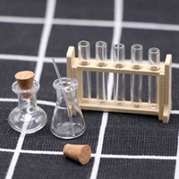 Mini ensemble de tubes à essai en verre de simulation et de verres doseurs, accessoires de scène expérimentale miniature, modèle assorti pour maison de poupée, artisanat