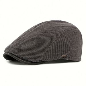 Autumn Winter Thickened Warm Hat British Men's Corduroy Ivy Hat - Product Image 3