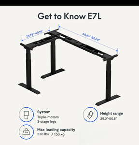 โครงโต๊ะปรับระดับได้รูปตัว L แบบ 3 ขา รุ่น <span class=keywords><strong>FlexiSpot</strong></span> E7L ของ Loctek รองรับน้ำหนักได้ 150 กก. สำหรับใช้ที่บ้านและสำนักงาน - Product Image 3