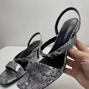 Scarpe donna moda estate tacco alto 2025 all'ingrosso pantofola Sexy per feste di matrimonio all'aperto punta aperta da sposa con tacchi sottili - Product Image 3