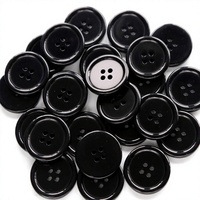 Kancing Jahit Resin Hitam 1 Inci 4 Lubang Bulat Datar untuk Kerajinan Pakaian
