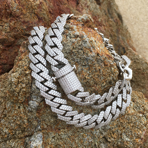 De Lujo para <span class=keywords><strong>hombre</strong></span> collar Cz pavé enlace cubano <span class=keywords><strong>cadena</strong></span> 14k chapado en oro helado punta cubano <span class=keywords><strong>cadena</strong></span> - Product Image 5