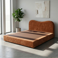 Lit compressé en boîte, revêtement en velours de luxe, confortable, mousse souple, cadre de lit moderne, taille Queen ou King