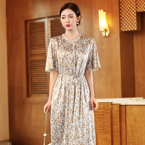 2025 Mùa Hè Bộ Sưu Tập Thời Trang Hoa In Kỹ Thuật Số Ăn Mặc Cho Cô Gái Tuổi Teen Lớn Cô Gái Kích Thước 8-12 Năm Tự Nhiên Vòng Eo - Product Image 1