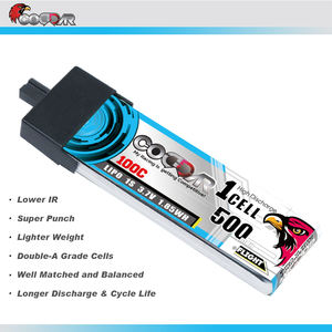 CODDAR RC batteria LiPo 1S 500MAH 3.7V 100C testa in plastica A30 FPV Mini Drone aggiornato da 1S 450MAH - Product Image 4