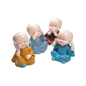 Hot selling creative little monk resin figurine home furnishing ornaments polyresin