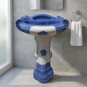 Lavabo de Pedestal Moderno Vistaar, Precio al por Mayor, Lavabo de Cerámica para Baño, Garantía de Más de 5 Años, Acabado Cromado - Product Image 1