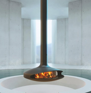 Chimenea <span class=keywords><strong>de</strong></span> Leña Giratoria Suspendida Decorativa para Interiores <span class=keywords><strong>de</strong></span> Casa u Hotel, <span class=keywords><strong>con</strong></span> <span class=keywords><strong>Puerta</strong></span> <span class=keywords><strong>de</strong></span> <span class=keywords><strong>Vidrio</strong></span> y Chimenea - Product Image 4