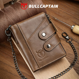 BULLCAPTAIN Genuine Leather Short <b>Wallet</b> <b>Men</b> Real Leather Gentle Anti <b>Rfid</b> Blocking Pure Leather Bifold <b>Wallet</b> <b>for</b> Man - Product Image 1