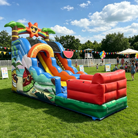 Toboggan gonflable coloré avec thème pastèque et palmier pour enfants toboggan gonflable extérieur amusant pour jardin et aire de jeux