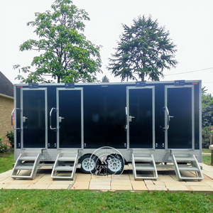 Thương mại di động đơn vị phòng tắm vòi hoa sen và nhà vệ sinh 5-phòng Combo 5.5m thép sang trọng ngoài trời nhà vệ sinh di động Trailer cho bán - Product Image 1