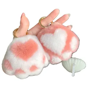 Bất Fur Cat Claws Keychain Nhiều Màu Pompom Lady Túi Xách Keyring Handmade Thỏ Furl Phụ Kiện Key Chain Pendant Trang Trí