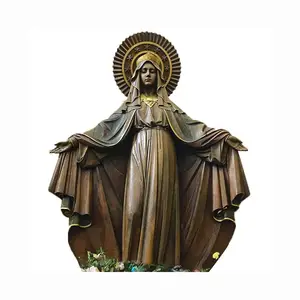 Grande statue religieuse sculptée à la main, sculpture en bronze catholique vierge marie pour la décoration de l'église