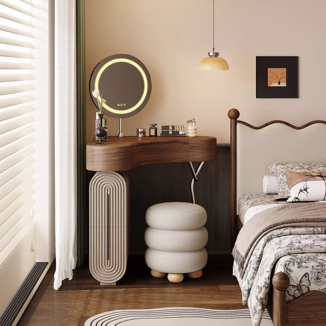 modern corner dressing table design Corner Vanity Desk With Mirror Mercer41 Modern Corner Vanity Desk With Storage, L-Shaped Makeup Vanity With Rotating Tabletop Cabinet Wayfair