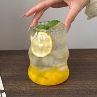 Verre à boire en verre borosilicate, verre en forme de vague, verre résistant à la chaleur, tasse pour café glacé, jus, thé, lait, boissons