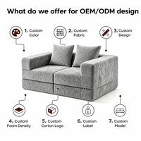 Canapé modulaire inclinable à assise profonde, convertible, en tissu, avec éponge haute densité, pour l'intérieur