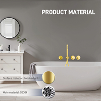 Système de douche mural TOPWAY en acier inoxydable 304 de haute qualité, robinet et douchette à main, finition or poli, design moderne, pour salle de bain d'hôtel