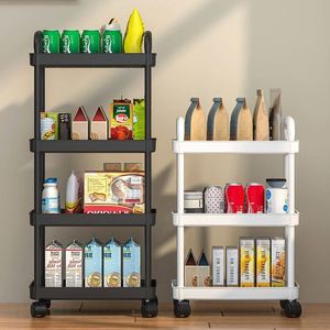 Modern 3-Tier Plastic Trolley Rack <b>Rolling</b> Utility Cart with Wheels and Handle Multipurpose for Home Vegetable Wine Storage - Product Image 2
