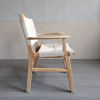 Fauteuil moderne en bois nordique dossier fauteuil design en corde tressée fauteuil en bois