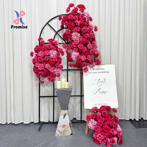 Arco de Rosas Rosa Intenso y Conjunto de Flores para el Suelo, Decoración Floral Artificial para Fondo de Ceremonia de Boda y Letrero de Bienvenida - Product Image 1