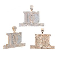 Collier pour homme OEM classique avec chaîne à maillons et pendentif carré doré DC, idéal pour fiançailles, fêtes, anniversaires, mariages, style BlingBling Hip Hop