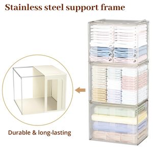 OEM ODM Foldable Clothes Storage <b>Bins</b> with Metal Frame and Lid Closet Organizer for Sweaters Blankets Winter Clothes - Product Image 5