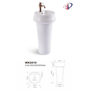 Lavabo sur pied en céramique CR WK1010 515x390x830mm, vasque monobloc à trou unique - Product Image 5