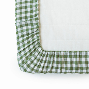 Khăn trải giường cỡ Twin XL màu xanh kẻ ô vuông, chất liệu vải lanh nguyên chất, in logo tùy chỉnh OEM ODM, dùng cho nhà ở và khách sạn - Product Image 4