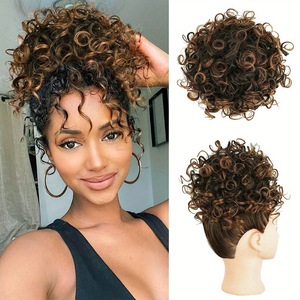 <span class=keywords><strong>Chignon</strong></span> bouclé de haute qualité pour femme, petites boucles désordonnées, perruque en fibre synthétique, <span class=keywords><strong>chignon</strong></span> désordonné avec cordon de serrage, grand accessoire capillaire volumineux - Product Image 1