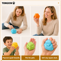 Jouet anti-stress en argile souple carré en forme de canard TONGXIN, jouet moelleux carré coloré, jouet moelleux craquant viral, lot de squishies pour fête