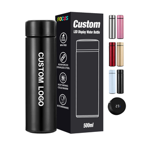 Biểu Tượng Tùy Chỉnh Thông Minh Phích Cho Văn Phòng 500Ml Thông Minh Chai Nước Cho Phòng Tập Thể Dục LED Hiển Thị Nhiệt Độ Màu Đen Đôi Tường Chân Không Bình - Product Image 1