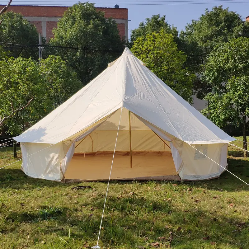 럭셔리 7m 6m 5m 4m 3m 글램핑 가족 파티 방수 코튼 캔버스 벨 텐트 여행