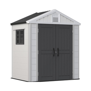 Caseta de Almacenamiento Exterior Moderna de Acero con Capacidad de 152 Pies Cúbicos, Impermeable, Prefabricada, con Ventana de Resina HDPE para Cortacésped - Product Image 1