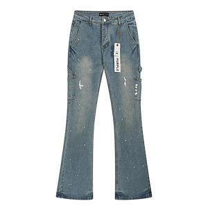 Jeans de la marca Purple para hombre y mujer, estilo urbano, rasgados y con parches, adornados con pedrería, vintage moderno, lavados. - Product Image 2